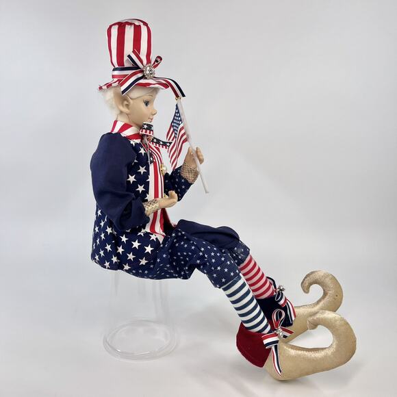 Cynthia Rowley 28" Flag Patriotic Elf Doll Americana July 4th Figure Set Of 2 - Picture 15 of 16